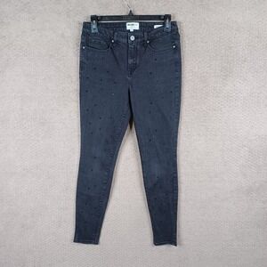 William Rast Jeans Juniors 28‎ Perfect Skinny Mid Rise Rhinestone Black Denim